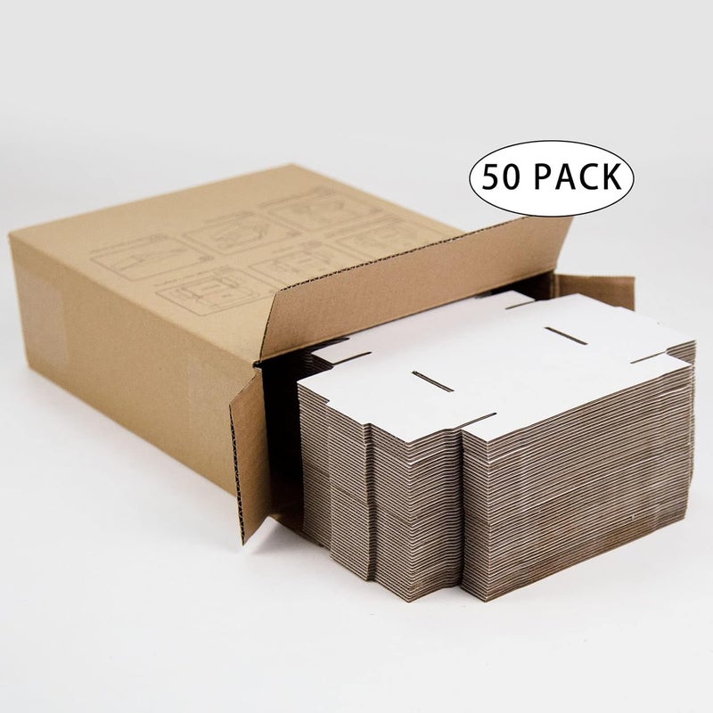 SUNLPH 50 Pack 4x4x1 Inches Small Shipping Boxes, White Corrugated Cardboard Boxes, Moving Mailing Packing Box - Image 5